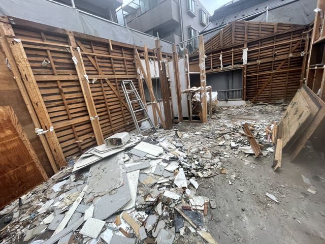 木造2階建て解体工事(東京都江戸川区南篠崎町)　工事中の様子です。
